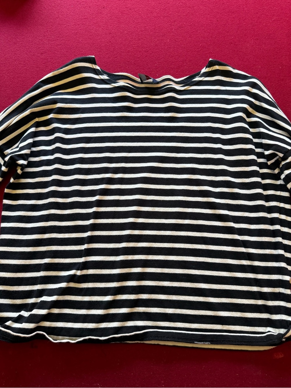 Saint James Black and White Striped Long Sleeve Boatneck Top, worn twice